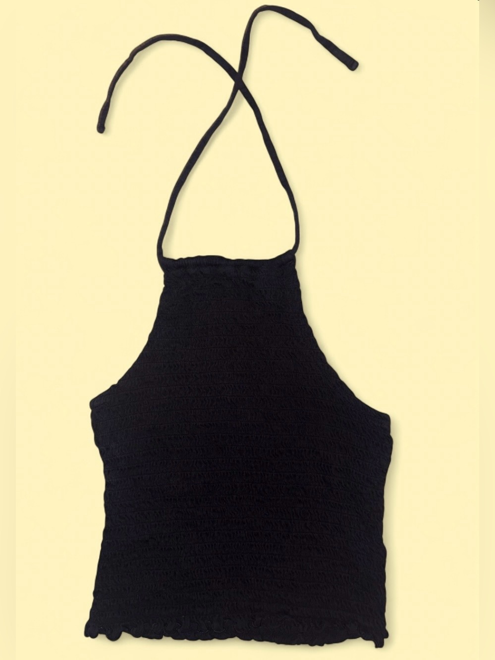 Old Navy Black Smocked Halter Tank Top - Size Medium